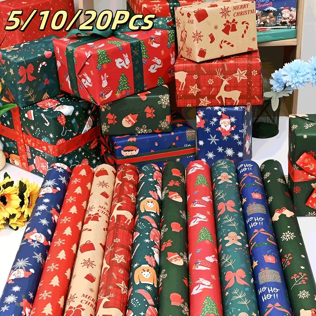 ExtraLong Christmas Wrapping Paper Sheets  70 49 Cm Gift Wrap Sets For Holiday Gifts  Party Decorat 6