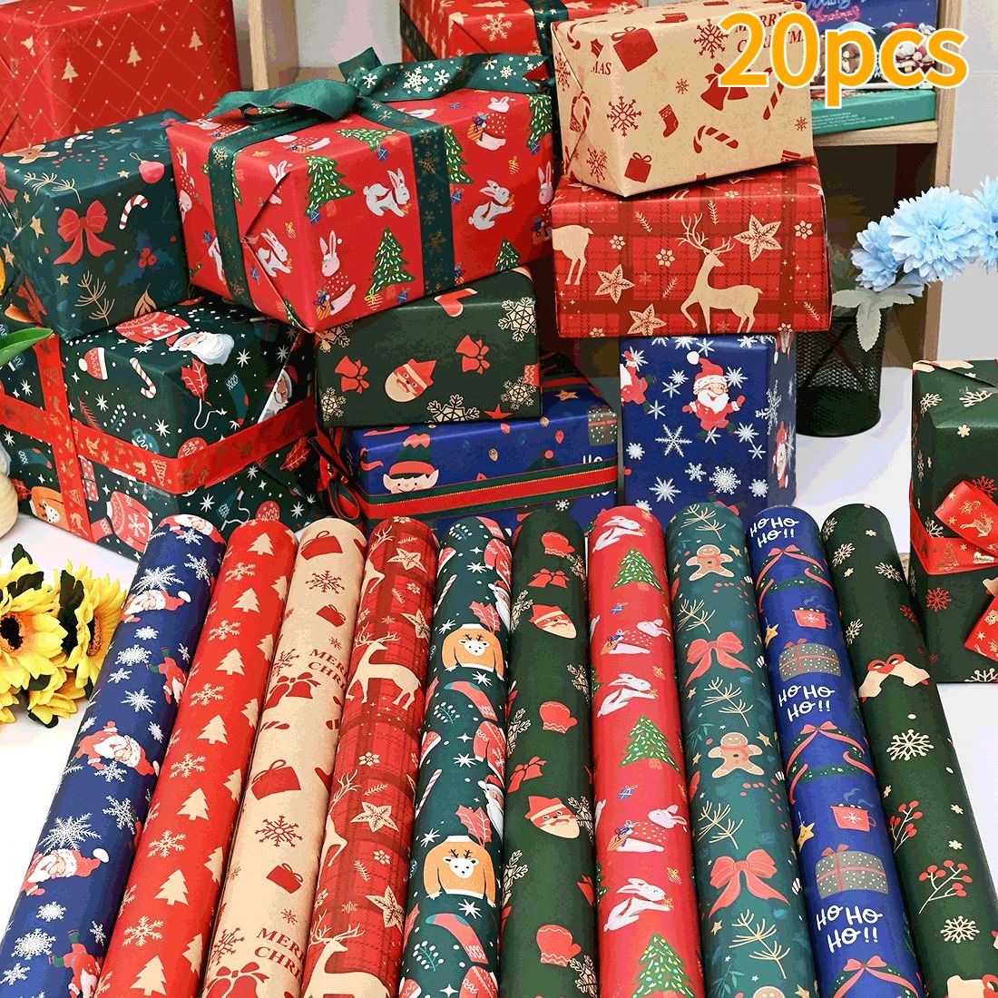 ExtraLong Christmas Wrapping Paper Sheets  70 49 Cm Gift Wrap Sets For Holiday Gifts  Party Decorat 20