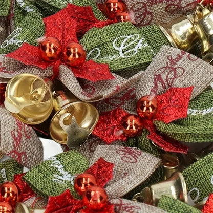 10Piece Christmas Ribbon Bows With Bells  Mini Red  Green Ornaments For Gift Boxes Trees  Wedding D 4