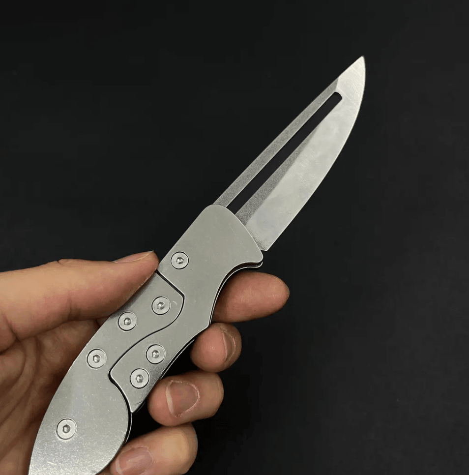 Handmade Stainless Steel Folding Pocket Knife | 4034 Blade + Leather Sheath | EDC Hunting & Outdoor Gift
