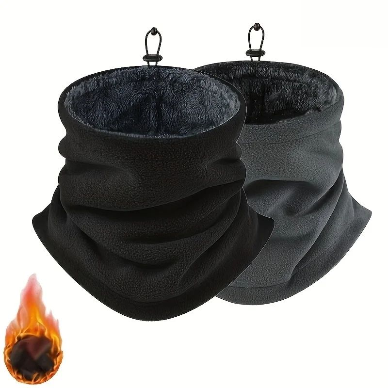 Men Thermal Neck Gaiter – Heavyweight Windproof Face Mask with Soft Fleece Lining & Breathable Knit (1/2 pcs)