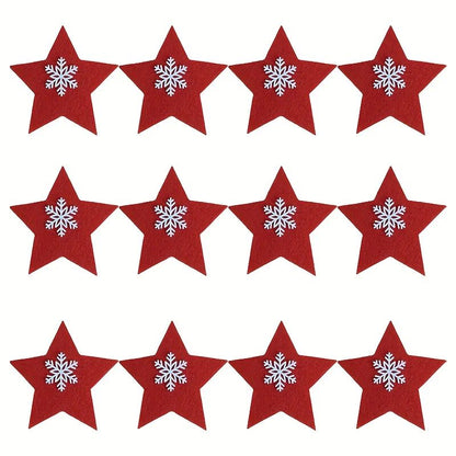 12Piece Christmas Star Placemat Set  Snowflake Knife  Fork Holders For Holiday Table Decorations  P 5