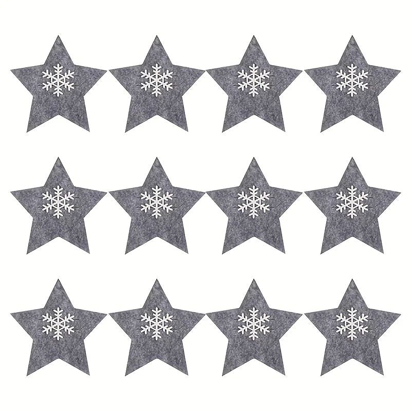 12Piece Christmas Star Placemat Set  Snowflake Knife  Fork Holders For Holiday Table Decorations  P 6