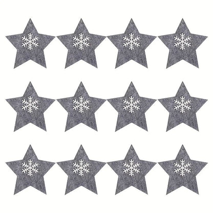 12Piece Christmas Star Placemat Set  Snowflake Knife  Fork Holders For Holiday Table Decorations  P 6