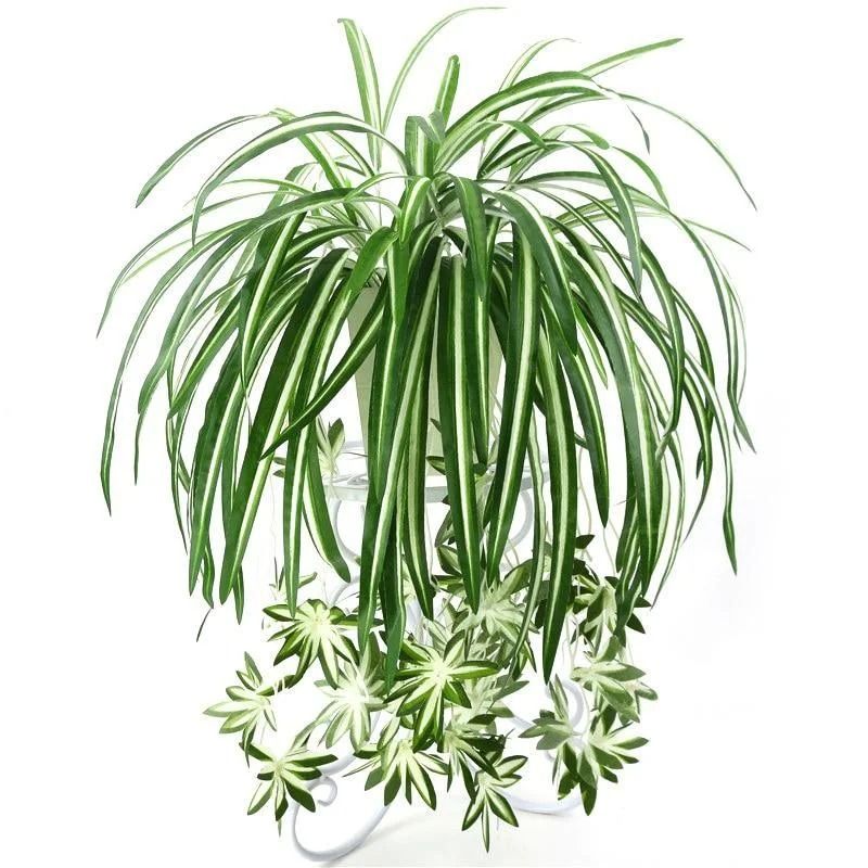 Artificial Hanging Green Plant Potted Chlorophytum Wall Decor 65cm PVC Simulation Leaves