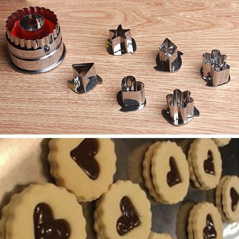 Pastry and Cookie Cutter Set 7 Piece Aluminum Baking Mold Kit