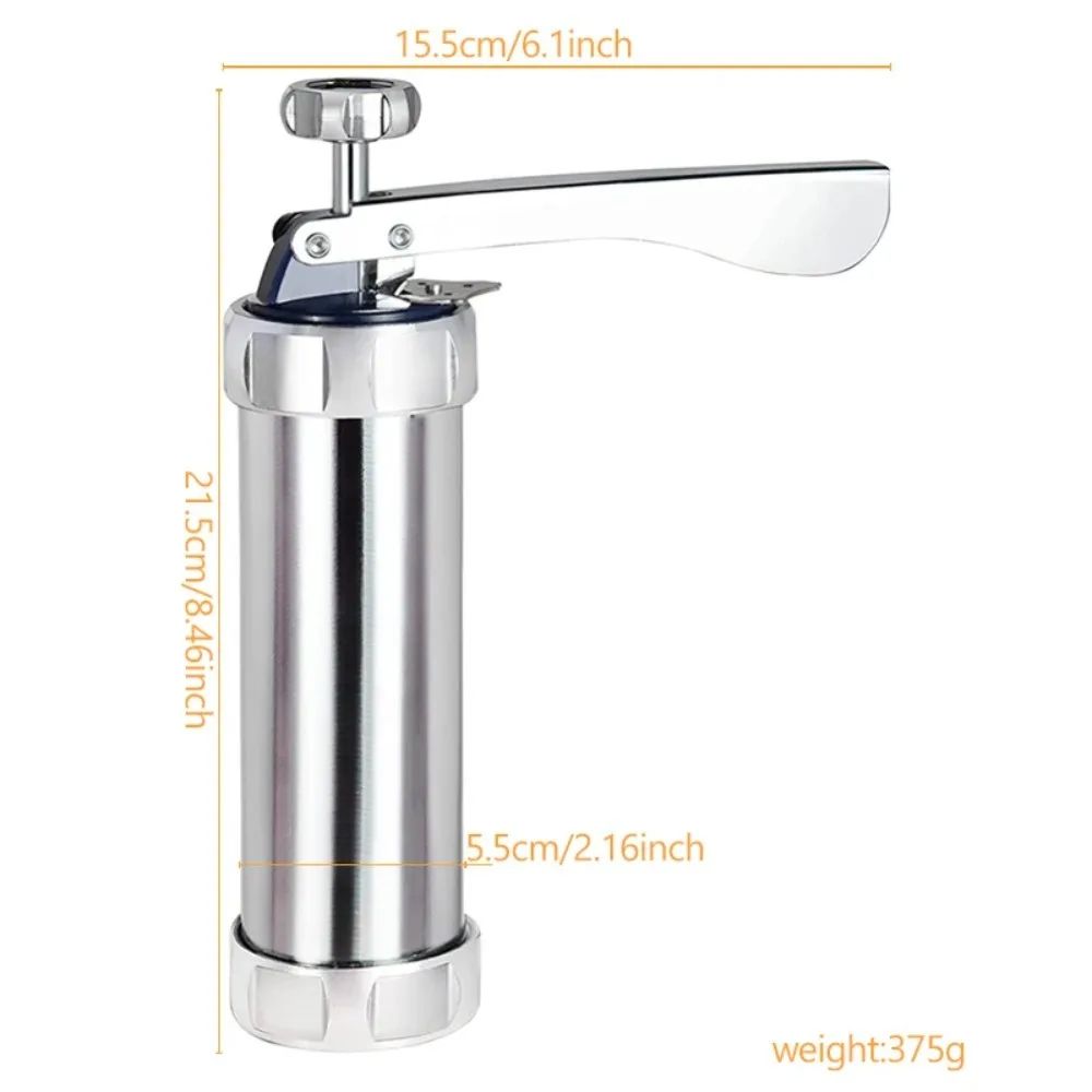 Premium Stainless Steel Cookie Press Gun Set  DIY Cookie Maker Tools With 20 Shape Plates  4 Nozzle