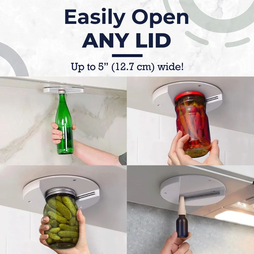 Under Cabinet Jar Opener For Weak Hands  Easy Grip Arthritis Jar Opener  OneHanded Kitchen Lid Remo 1