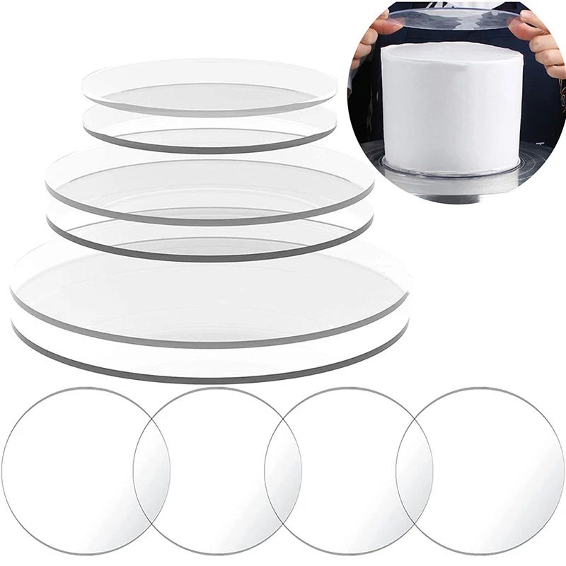 PrecisionStack Acrylic Cake Disc Set – Smooth-Edge Boards for Flawless Ganaching & Layering