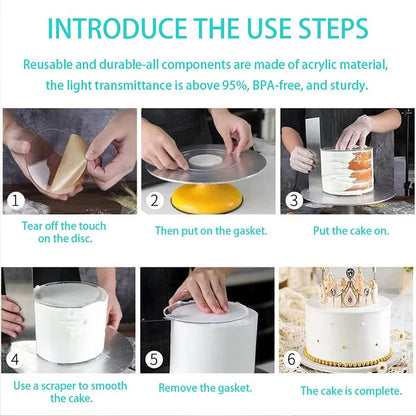 PrecisionStack Acrylic Cake Disc Set  SmoothEdge Boards For Flawless Ganaching  Layering 5