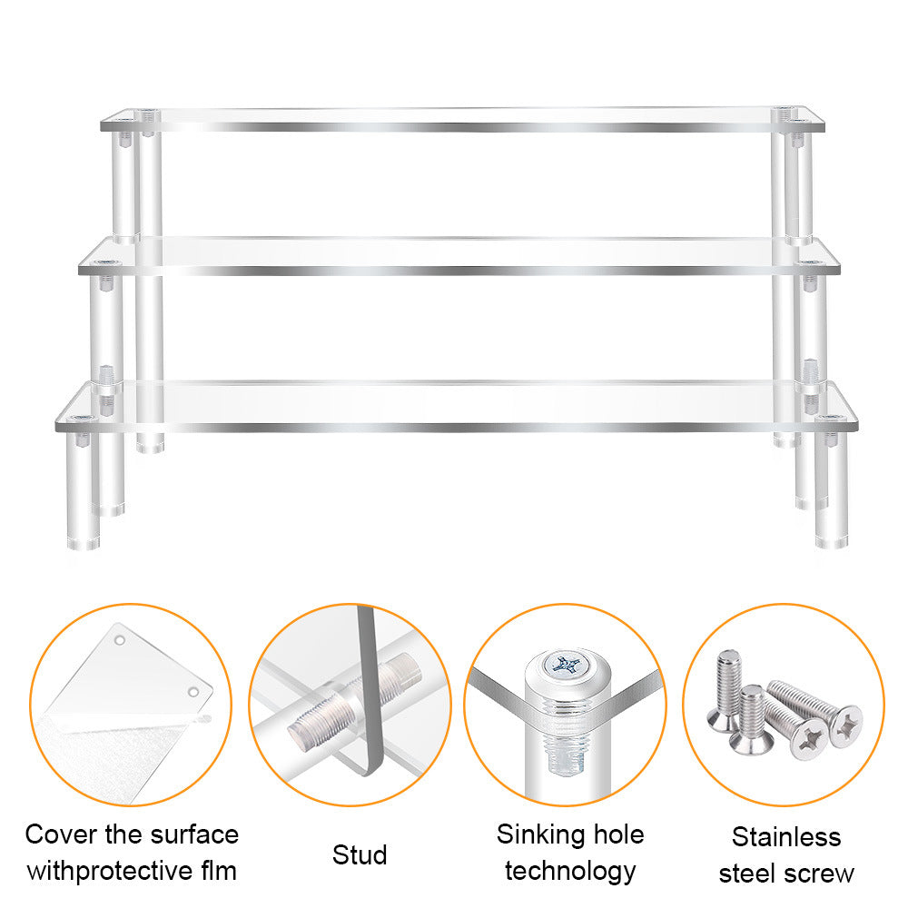 Layer Acrylic Display Stand, Transparent Storage Shelf for Cupcake Perfume Doll, Durable Display Rack, Trapezoidal Blind