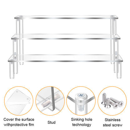 Layer Acrylic Display Stand, Transparent Storage Shelf for Cupcake Perfume Doll, Durable Display Rack, Trapezoidal Blind