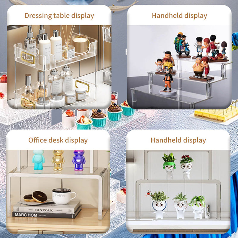 Layer Acrylic Display Stand, Transparent Storage Shelf for Cupcake Perfume Doll, Durable Display Rack, Trapezoidal Blind