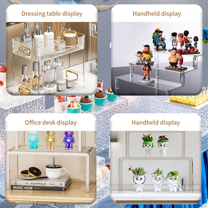 Layer Acrylic Display Stand, Transparent Storage Shelf for Cupcake Perfume Doll, Durable Display Rack, Trapezoidal Blind