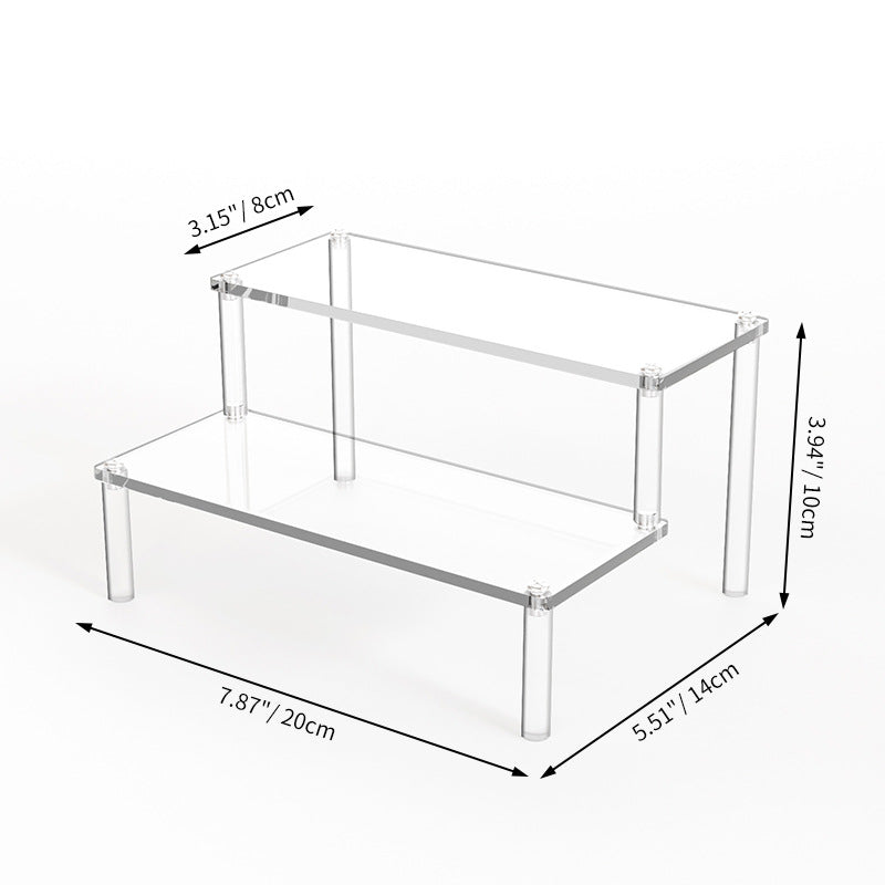 Layer Acrylic Display Stand, Transparent Storage Shelf for Cupcake Perfume Doll, Durable Display Rack, Trapezoidal Blind