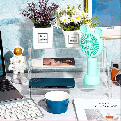 Layer Acrylic Display Stand, Transparent Storage Shelf for Cupcake Perfume Doll, Durable Display Rack, Trapezoidal Blind