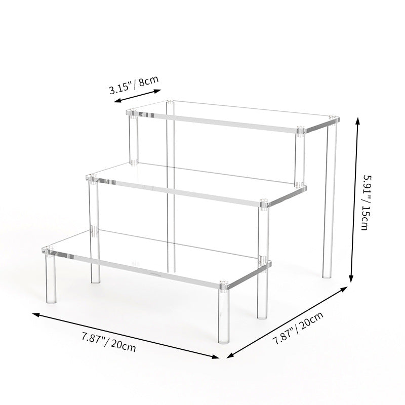 Layer Acrylic Display Stand, Transparent Storage Shelf for Cupcake Perfume Doll, Durable Display Rack, Trapezoidal Blind