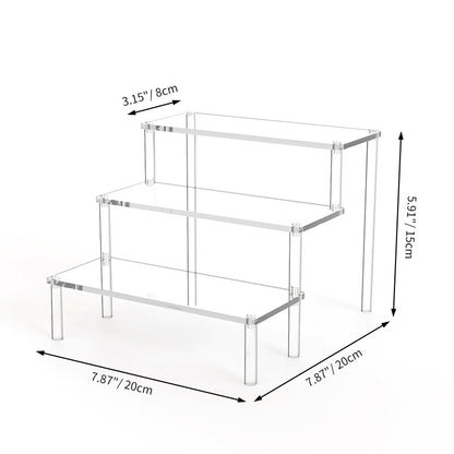 Layer Acrylic Display Stand, Transparent Storage Shelf for Cupcake Perfume Doll, Durable Display Rack, Trapezoidal Blind