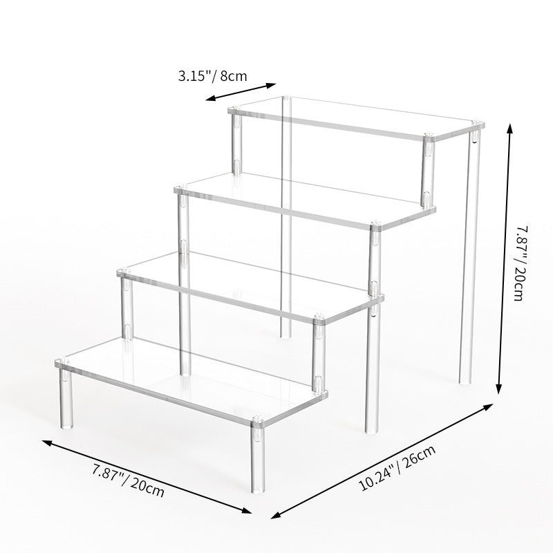 Layer Acrylic Display Stand, Transparent Storage Shelf for Cupcake Perfume Doll, Durable Display Rack, Trapezoidal Blind