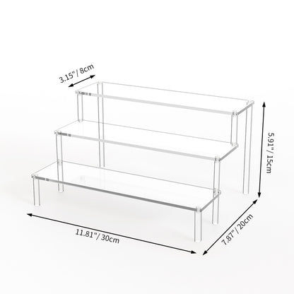 Layer Acrylic Display Stand, Transparent Storage Shelf for Cupcake Perfume Doll, Durable Display Rack, Trapezoidal Blind
