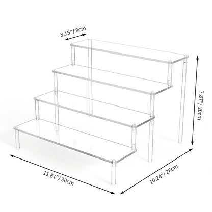 Layer Acrylic Display Stand, Transparent Storage Shelf for Cupcake Perfume Doll, Durable Display Rack, Trapezoidal Blind
