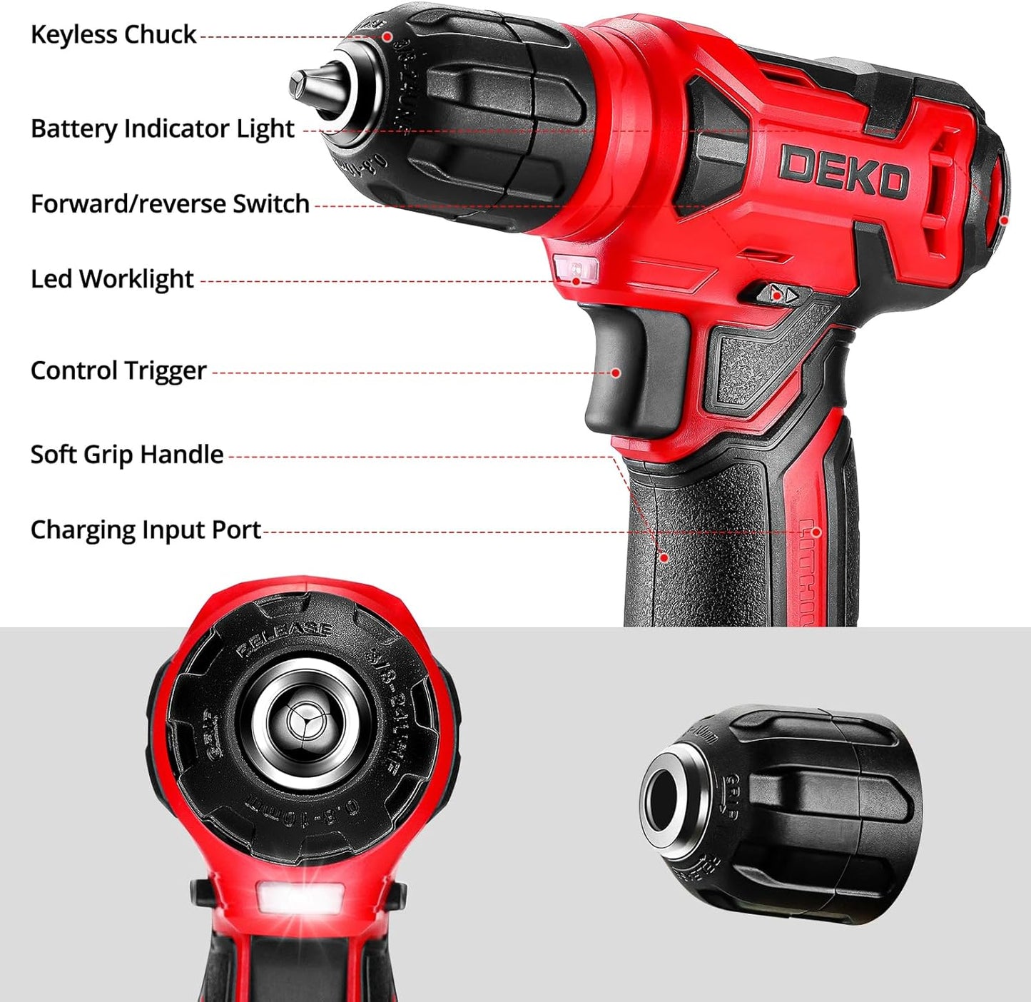 Hand Tool Kits for Women, Tool Set with Red Cordless Drill for Home Use