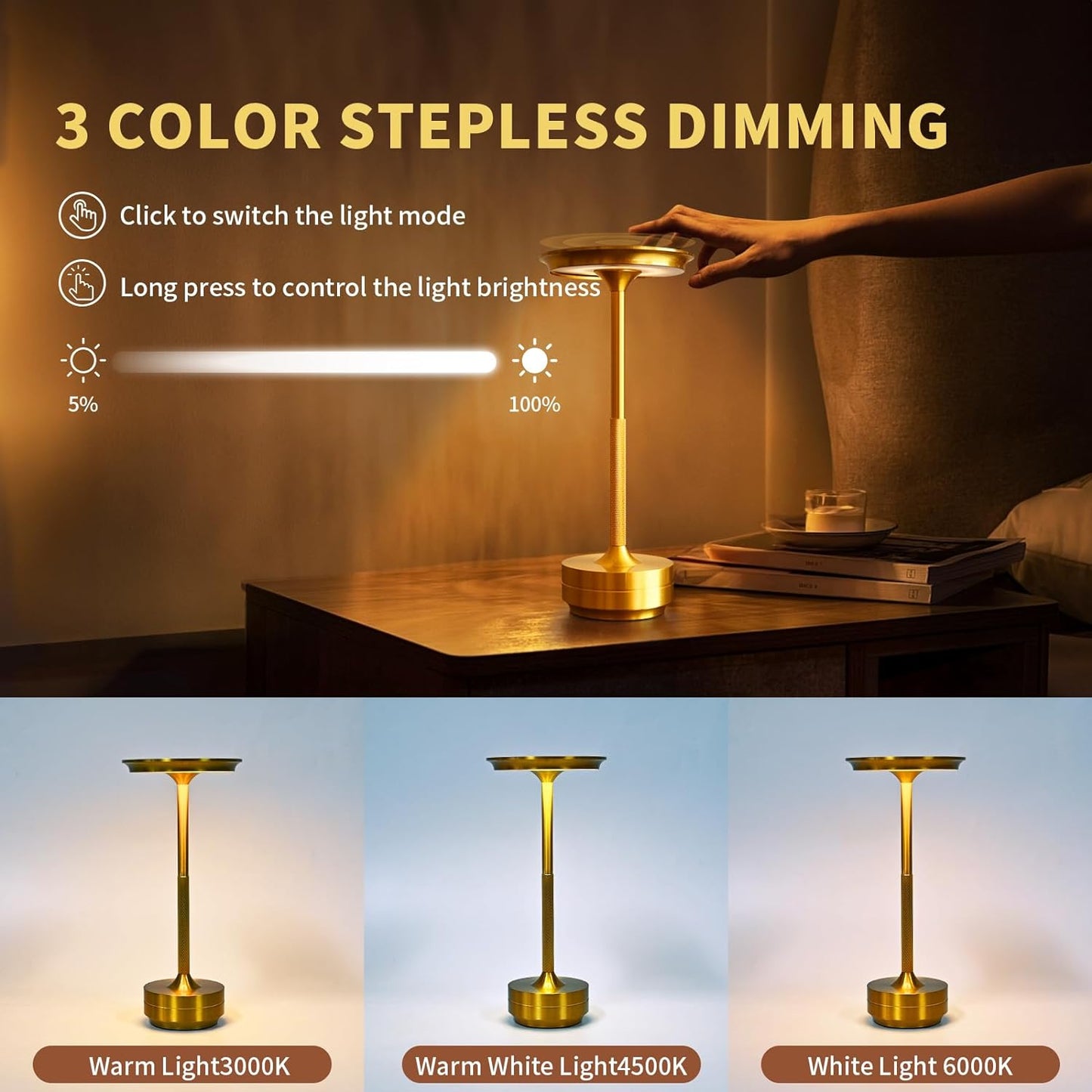 Wireless Simple LED Desk Lamp Retro Charging Table Lamp Restaurant Bar Light Dimming Atmosphere Tou 5