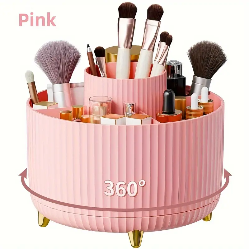 Rotating Makeup Brushes Holder Slot Organizer For Vanity Desktop Bathroom MultiFunctional Desk Stor 7