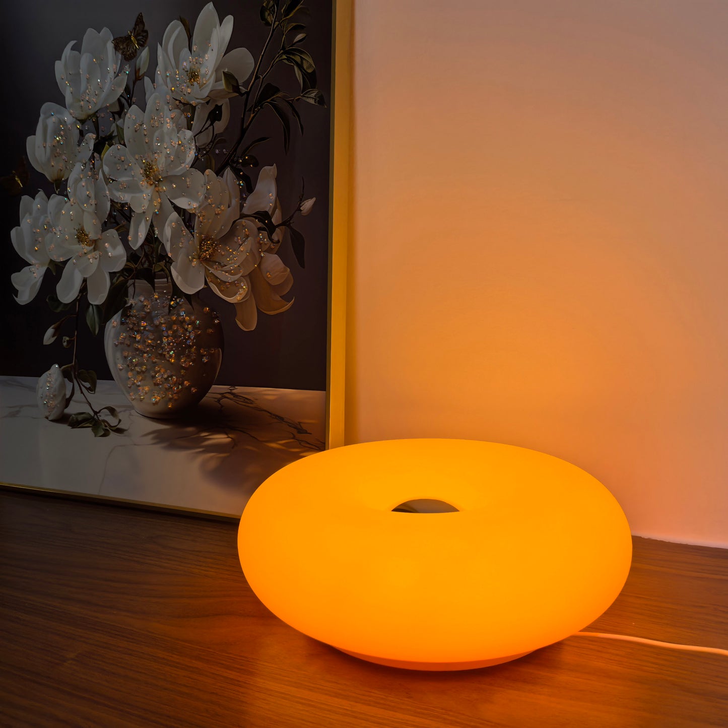 USB Plug Bauhaus Table Lamp, Bedroom Bedside Light, Living Room, Dining Room Donut Ambient Lighting