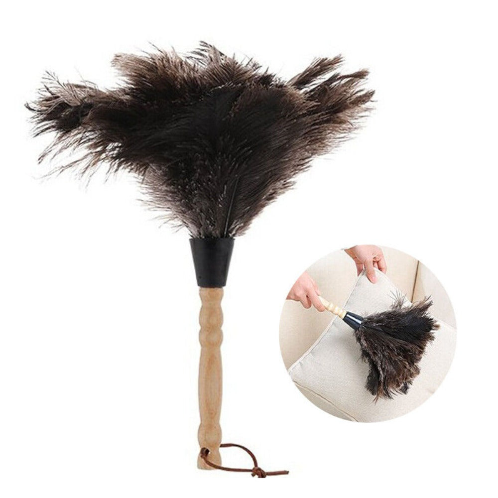 Ostrich Feather Brush Wooden Hand Car Clean Duster Cleaner for Dust Removal Household Use