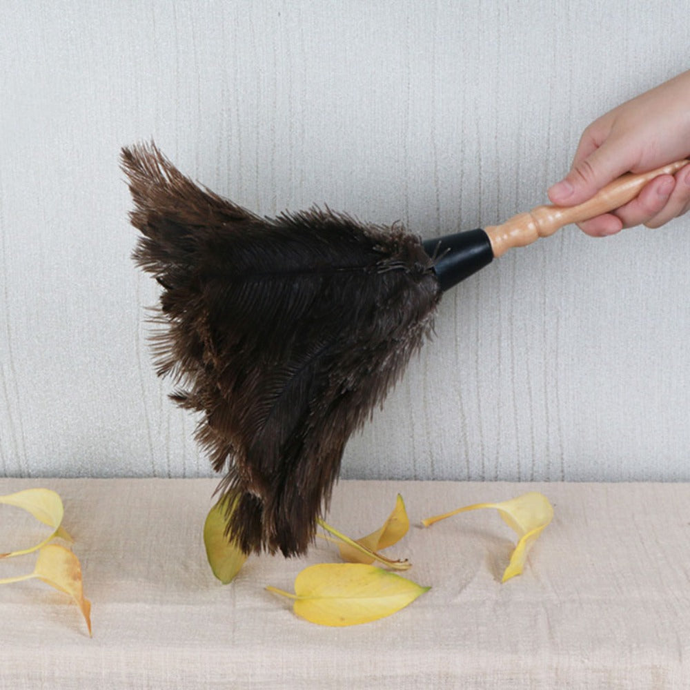 Ostrich Feather Brush Wooden Hand Car Clean Duster Cleaner For Dust Removal Household Use 2
