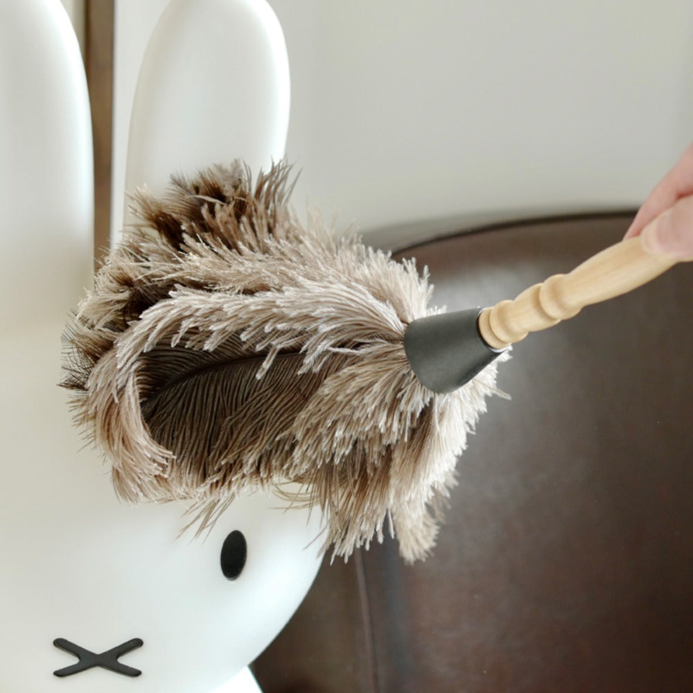 Ostrich Feather Brush Wooden Hand Car Clean Duster Cleaner For Dust Removal Household Use 3