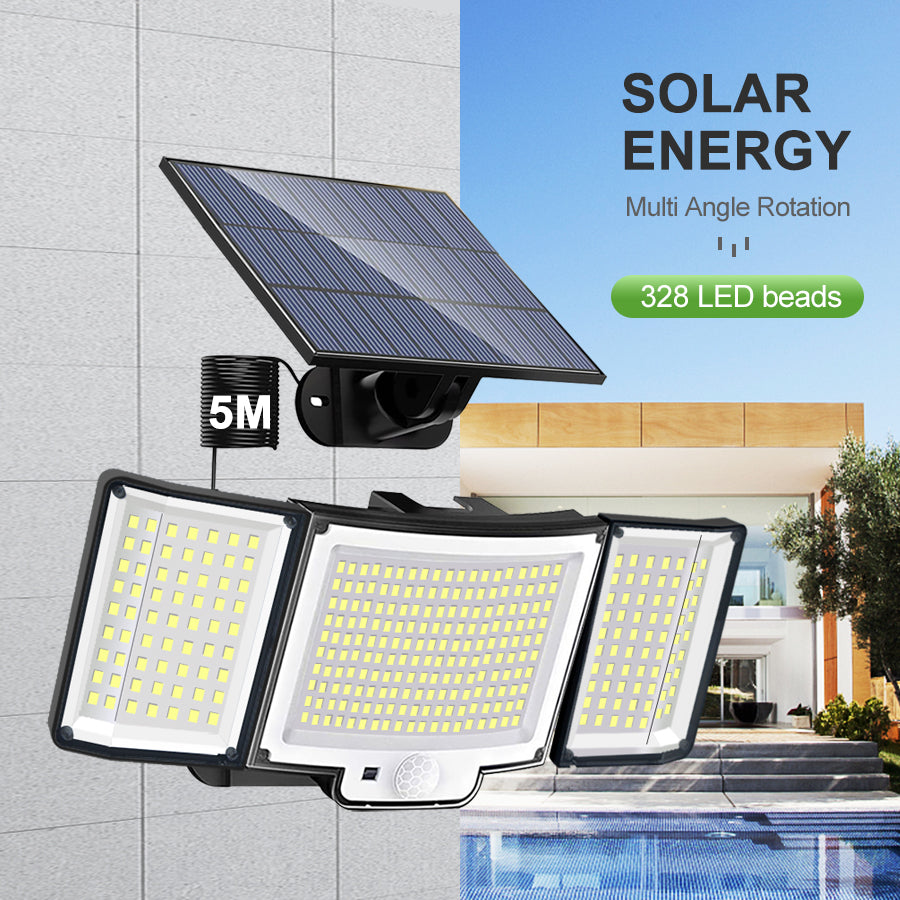 Waterproof Solar Lamp Outdoor Security Light with Motion Sensor, 126/328LED Powerful Spotlight Solar for Garden