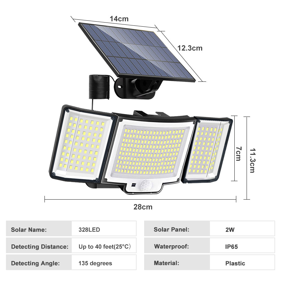Waterproof Solar Lamp Outdoor Security Light With Motion Sensor 126328LED Powerful Spotlight Solar  1