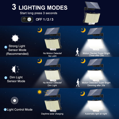 Waterproof Solar Lamp Outdoor Security Light With Motion Sensor 126328LED Powerful Spotlight Solar  3