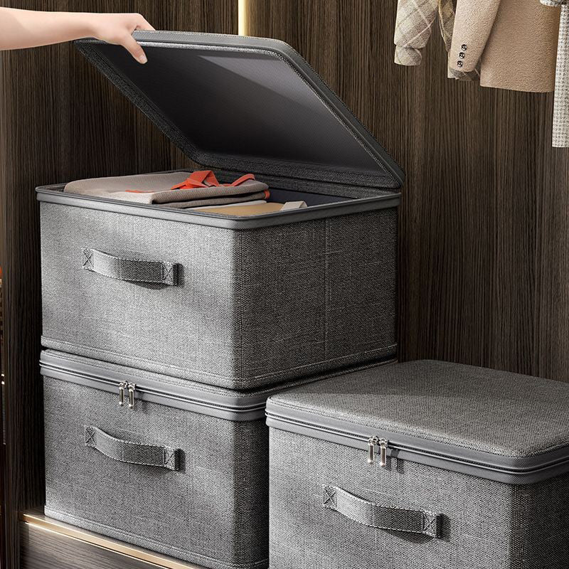 Clothes Storage Box with Zipper, Large Capacity Folding Quilts Organizer, Underwear Storage Bag for Wardrobe