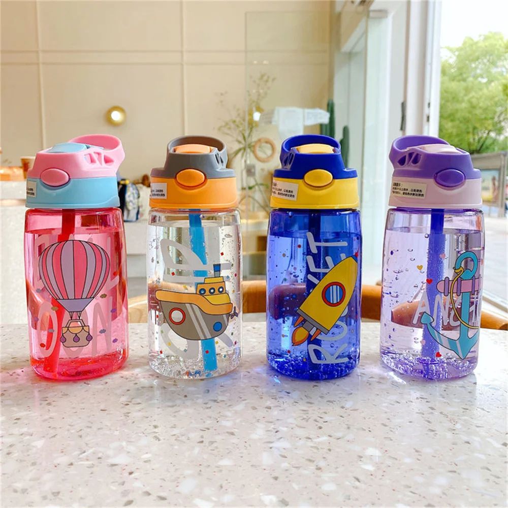 Premium Kids Spill-Proof Sippy Cup with Straw & Lid – 480 ml Cartoon Drink Bottle for Toddlers