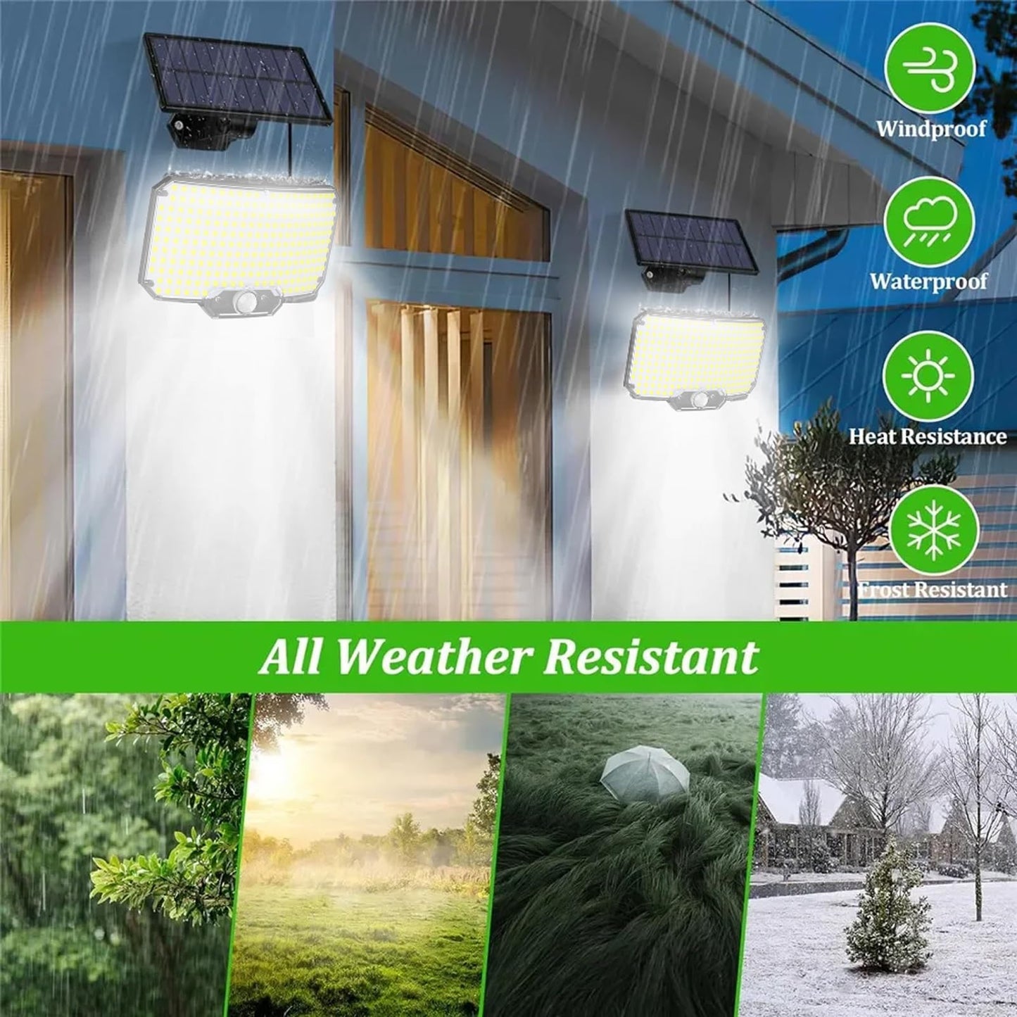 Super Bright Solar Motion Sensor Lights, Waterproof Flood Lamp, Remote Control Security Wall Lights for Garden