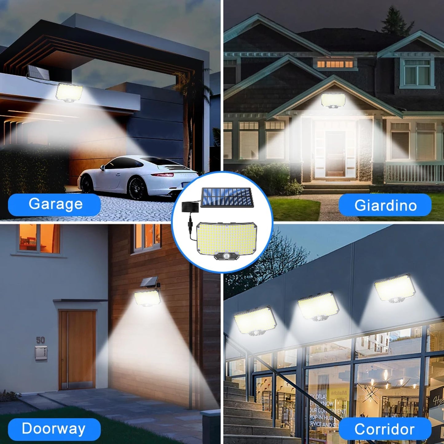 Super Bright Solar Motion Sensor Lights Waterproof Flood Lamp Remote Control Security Wall Lights F 3
