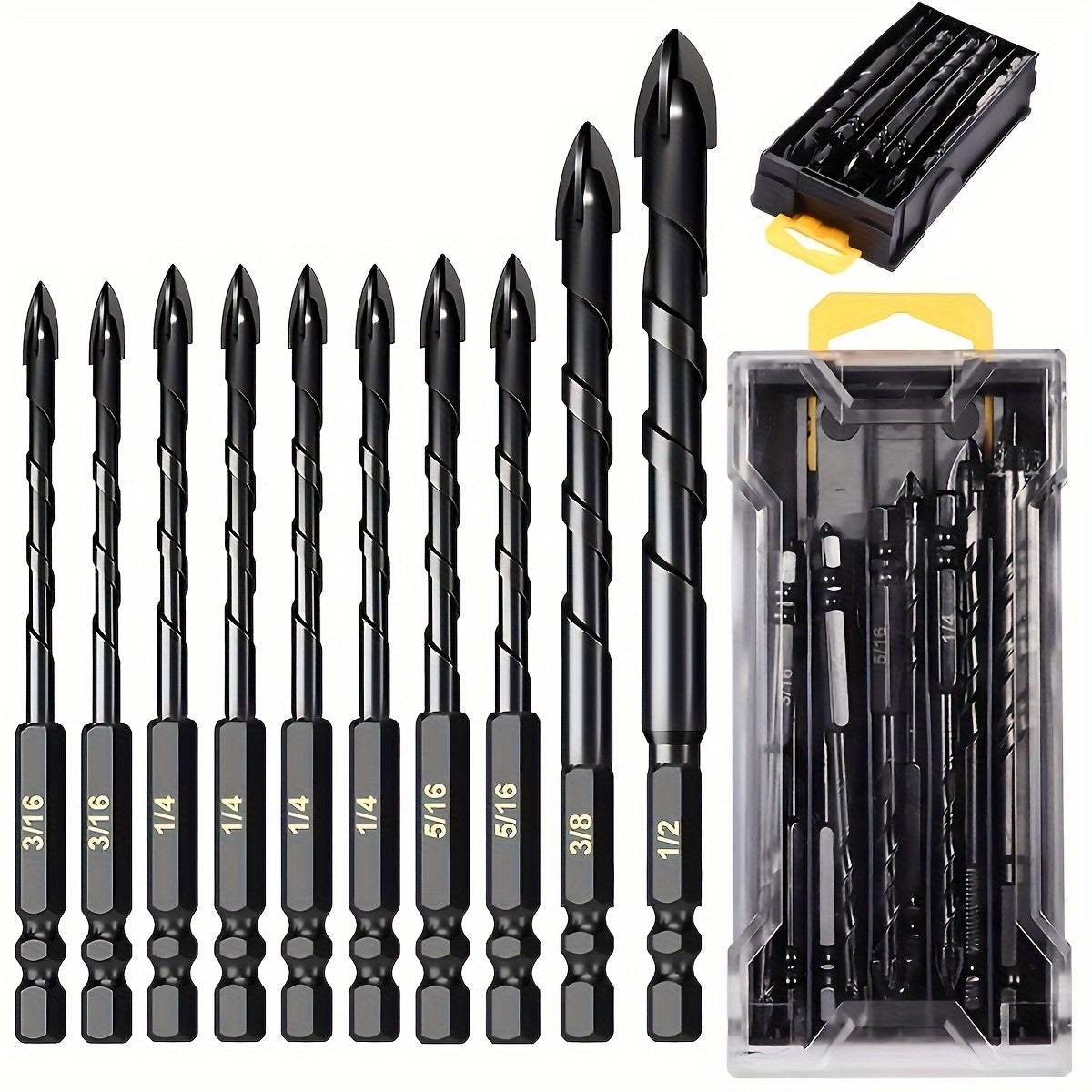 Concrete Drill Bit Kit for Glass, Plastic, Wood, Brick, Tungsten Carbide, Hard Alloy Cross Drill Bits