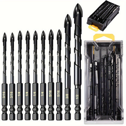 Concrete Drill Bit Kit for Glass, Plastic, Wood, Brick, Tungsten Carbide, Hard Alloy Cross Drill Bits