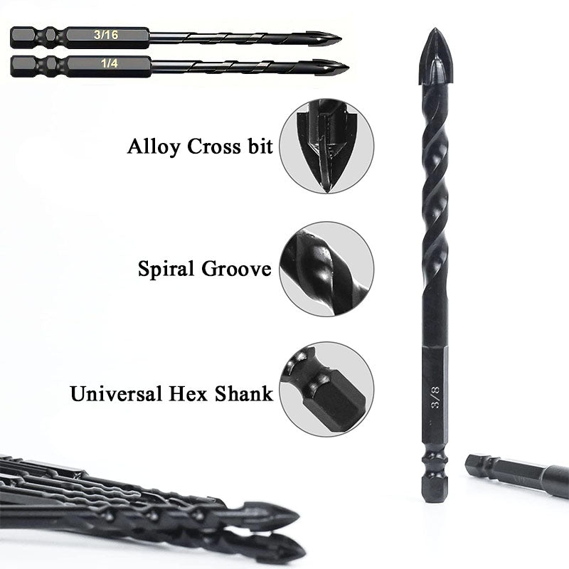 Concrete Drill Bit Kit For Glass Plastic Wood Brick Tungsten Carbide Hard Alloy Cross Drill Bits 2