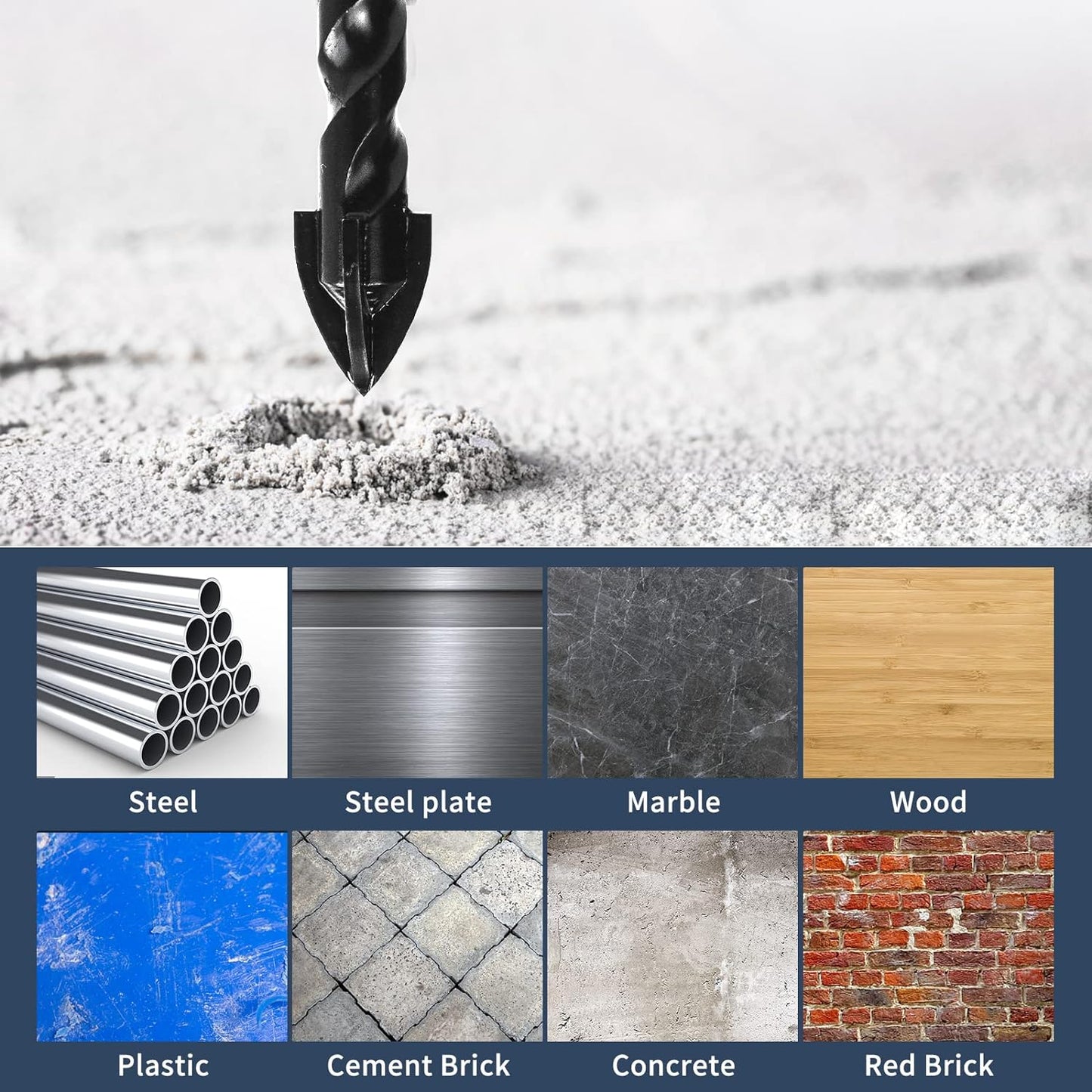 Concrete Drill Bit Kit For Glass Plastic Wood Brick Tungsten Carbide Hard Alloy Cross Drill Bits 3