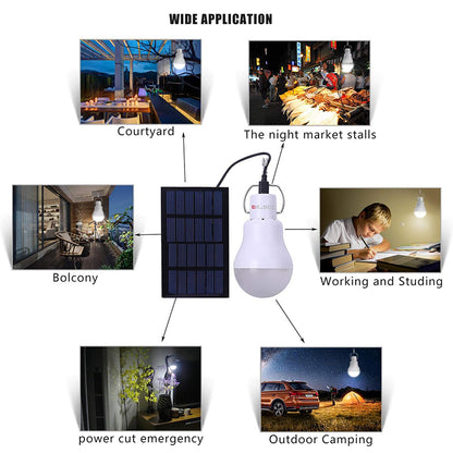LED Solar Bulb with USB and Solar Charging, Waterproof Hanging Lamp for Garden Hiking Camping