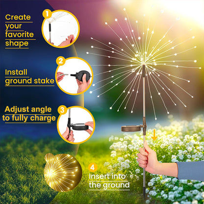Waterproof LED Solar Garden Lights Outdoor Solar Power Fairy Firework Lights For Yard Patio Pathway 3