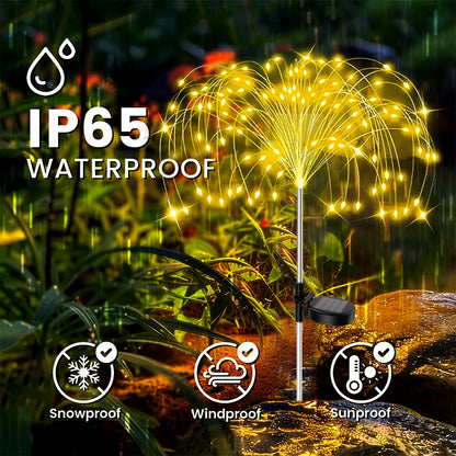 Waterproof LED Solar Garden Lights Outdoor Solar Power Fairy Firework Lights For Yard Patio Pathway 5