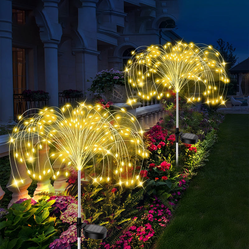 Waterproof LED Solar Garden Lights, Outdoor Solar Power Fairy Firework Lights for Yard, Patio, Pathway, Lawn Decorations