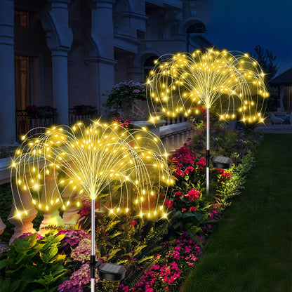 Waterproof LED Solar Garden Lights, Outdoor Solar Power Fairy Firework Lights for Yard, Patio, Pathway, Lawn Decorations