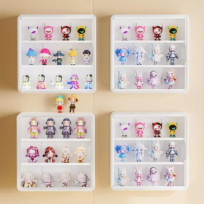 Wall Mounted Doll Blind Box Storage Rack Figurine Display Cabinet Dustproof Doll Display Organizer