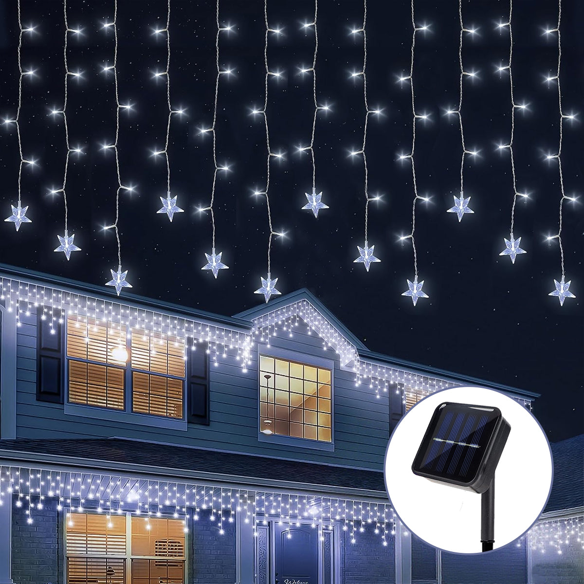 Outdoor Fairy Christmas Lamp, Solar LED Ice Crystal String Lights for Garden Wedding Party Decoration